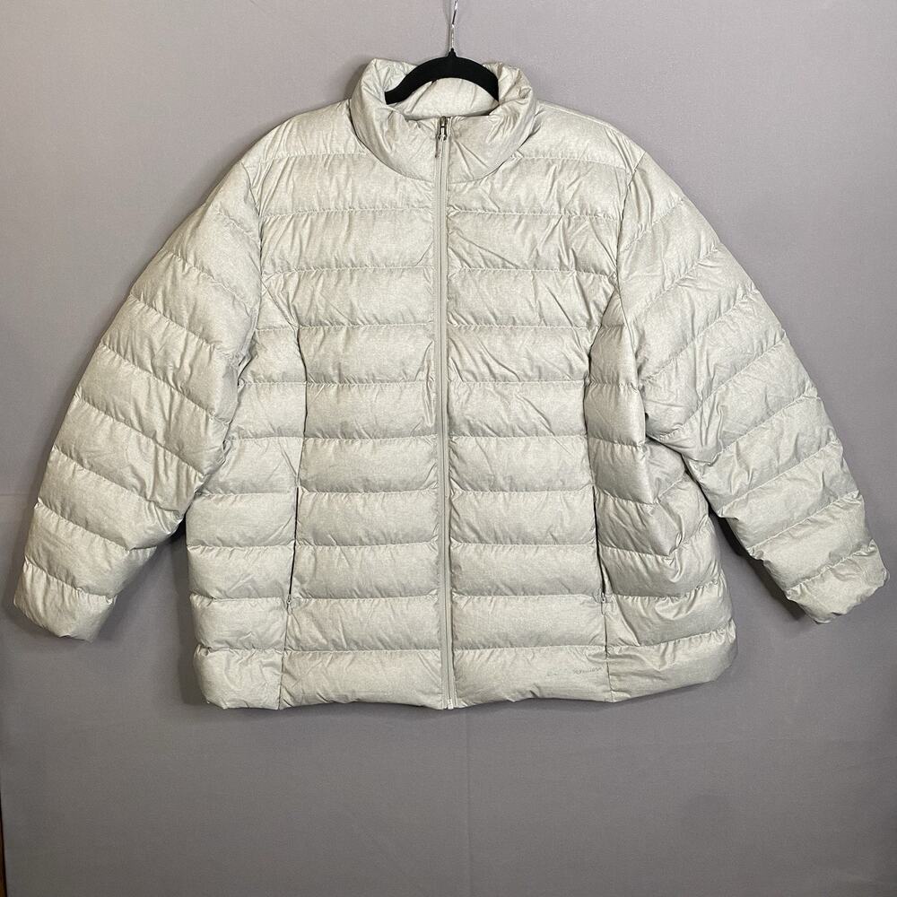 Eddie Bauer Womens EB650 Goose Down Puffer Jacket Sz 3XL Silver / Gray
